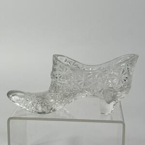 Fenton Daisy and Button High Heel Glass Shoe Slipper MCM Fashion Gift Vintage
